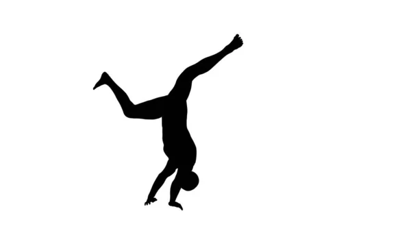 Silhouette Beautiful Young Athletic Man Break Dancing Isolated Transparent Background — Stock Photo, Image