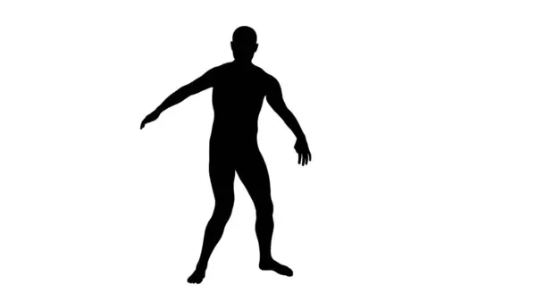 Silhouette Eines Schönen Jungen Athletischen Mannes Beim Tanzen Isoliert Auf — Stockfoto