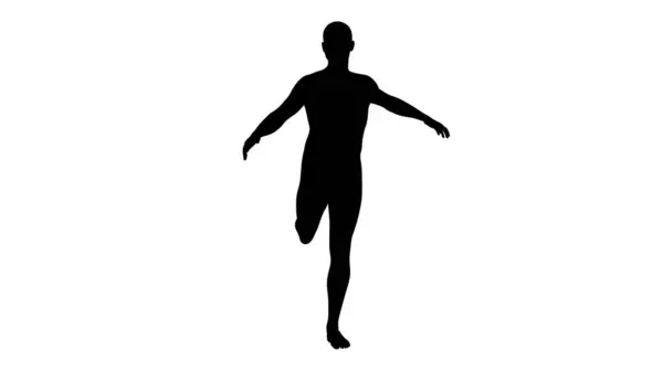Silhouette Eines Schönen Jungen Athletischen Mannes Beim Kicken Isoliert Auf — Stockfoto