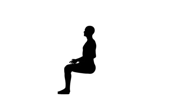 一个漂亮的年轻运动员的轮廓坐下来和手势 孤立在透明的背景 3D说明 — 图库照片