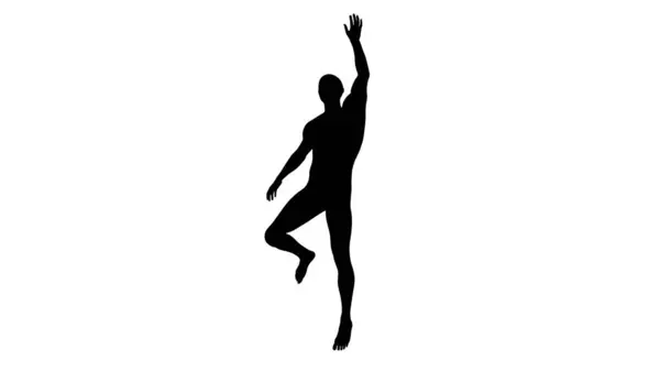 一个漂亮的年轻运动员跳得很高 在透明的背景下被隔离的轮廓 3D说明 — 图库照片