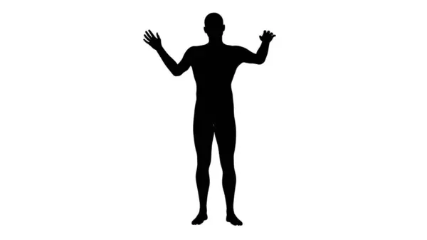 Silhouette Eines Schönen Jungen Athletischen Mannes Gestikulierend Isoliert Auf Transparentem — Stockfoto