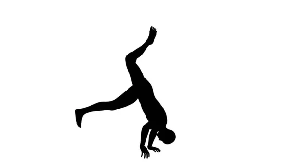 Silhouette Beautiful Young Athletic Man Break Dancing Isolated Transparent Background — Stock Photo, Image