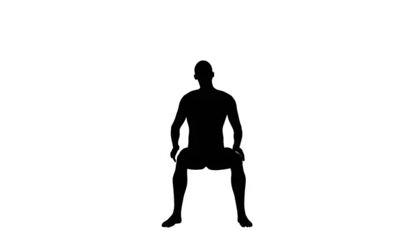 Silhouette Eines Schönen Jungen Athletischen Mannes Sitzen Isoliert Auf Transparentem — Stockfoto