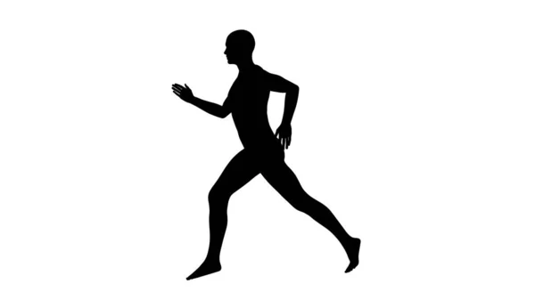 Silhouet Van Een Mooie Jonge Atletische Man Hardlopen Joggen Geïsoleerd — Stockfoto