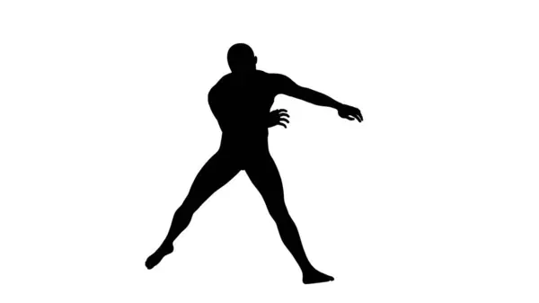 Silhouette Eines Schönen Jungen Athletischen Mannes Beim Breakdance Isoliert Auf — Stockfoto
