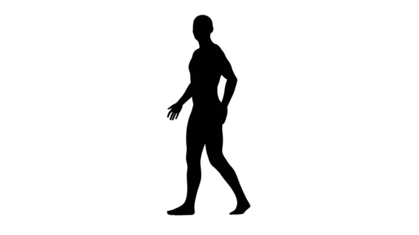 一个年轻英俊的运动员在透明的背景下独立行走的轮廓 3D说明 — 图库照片
