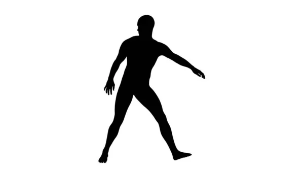 Silhouette Eines Schönen Jungen Athletischen Mannes Beim Tanzen Isoliert Auf — Stockfoto
