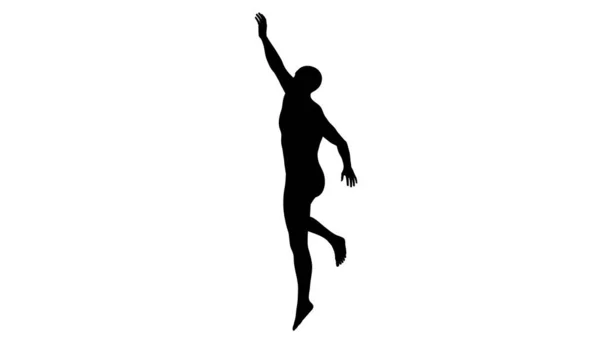Σιλουέτα Ενός Όμορφου Νεαρού Αθλητή Που Πηδάει Ψηλά Απομονωμένος Διάφανο — Φωτογραφία Αρχείου