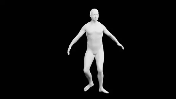 黒い背景で孤立したヒップホップスタイルで精力的に踊る美しい若い運動選手 3Dイラスト レンダリング 光沢のあるホワイトマネキン アンドロイド — ストック写真