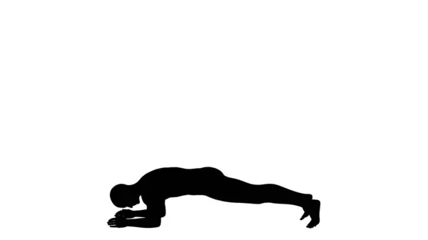 Silhouette Beautiful Young Athletic Man Planking Isolated Transparent Background Illustration — Stock Photo, Image