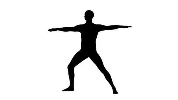 Silhouette Beau Jeune Homme Athlétique Faisant Gymnastique Isolé Sur Fond — Photo