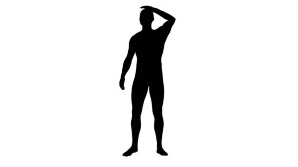 Silhuett Vacker Ung Atletisk Man Tittar Fjärran Isolerad Transparent Bakgrund — Stockfoto