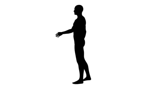 一个漂亮的年轻运动员的轮廓准备握手 在透明的背景下被隔离 3D说明 — 图库照片#