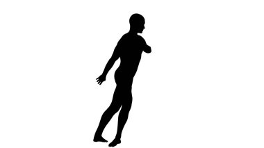 Dans eden genç ve güzel bir adamın silüeti, şeffaf bir arka planda izole edilmiş. 3d illüstrasyon (hazırlanıyor).