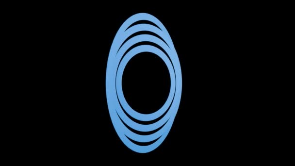 Quatre Cercles Concentriques Bleus Tournent Avec Retard Motion Transparente Isolé — Video