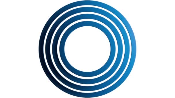 Τέσσερις Μπλε Ομόκεντροι Κύκλοι Δομή Αυξάνεται Και Συρρικνώνεται Απρόσκοπτη Κίνηση — Αρχείο Βίντεο