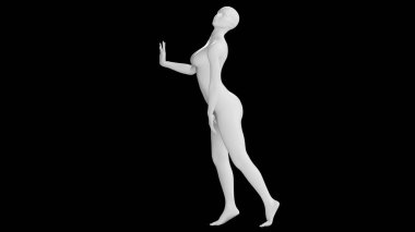 Siyah Arkaplan 'da Yükseltilmiş El ile Doğru Poz' da Kadın Manken. Yan Vie