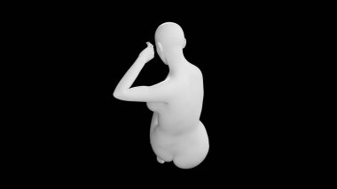 Kara Arkaplan 'da Kadın Mankenlik Egzersizi (Doing Abs) izole edildi. Geri Vie