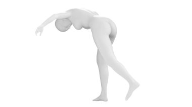 Leaning Poose 'daki Kadın Manken Beyaz Arkaplanda İzole Edildi. Yan Vie