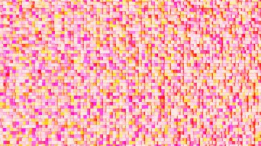 Renkli 3 boyutlu küplerle soyut mozaik desen canlı, çok renkli pikselli ızgara şeklinde düzenlenmiş.