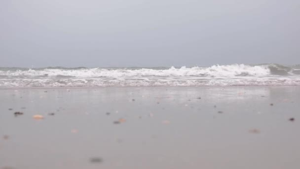 Ocean Waves Cloudy Weather View Coast Cold Season Ocean — Stockvideo