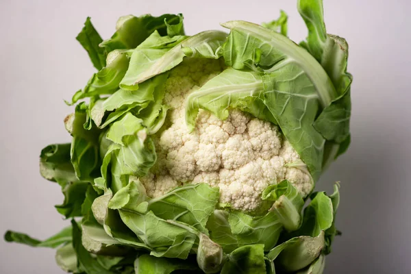 Whole Cauliflower Close Light Background Vegetarian Concept Healthy Eating — 图库照片