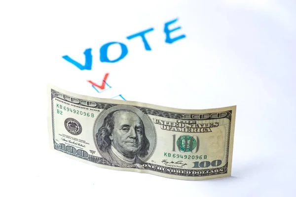 Szavazatok Megvásárlása Választópolgárokról Szavazás Dollár Fehér Alapon — Stock Fotó