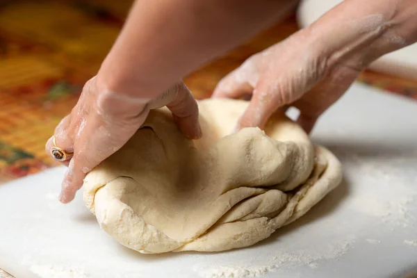 Donna Irriconoscibile Impasto Pasta Pasta Gnocchi Gnocchi Torte — Foto Stock