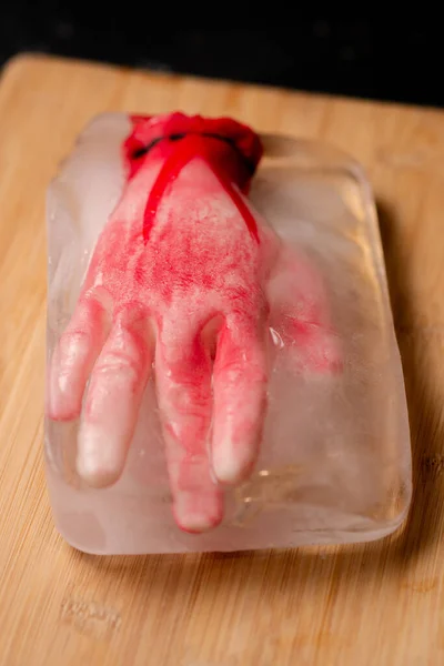 Ice Cold Horror Conceptual Horror Image Artificial Human Hand Frozen — Stock Photo, Image