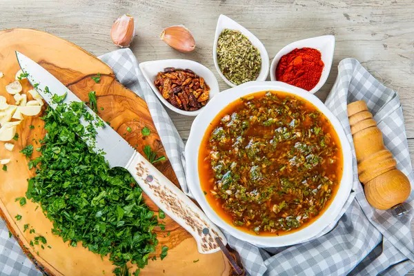 Chimichurri Argentine Sauce Ingredients Prepare Royalty Free Stock Images