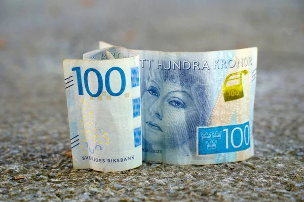 Sweden Money 100 Kronor Banknote Close — Stock Photo, Image