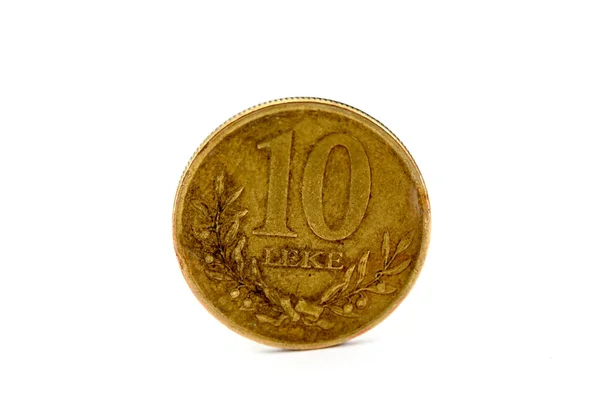 Albánská Mince Zblízka Ekonomický Koncept — Stock fotografie