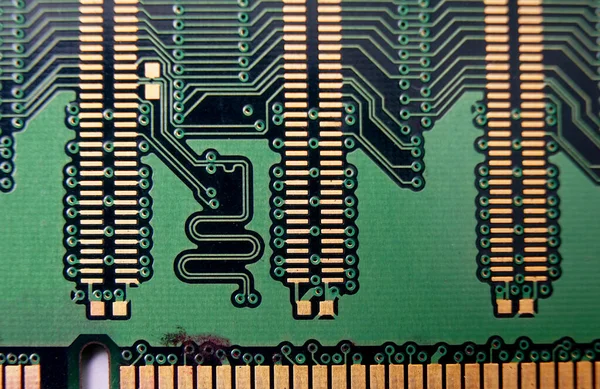 Makro Zamknij Komputer Ram Chip Slot Pamięci Losowej Dostępu Płyty — Zdjęcie stockowe