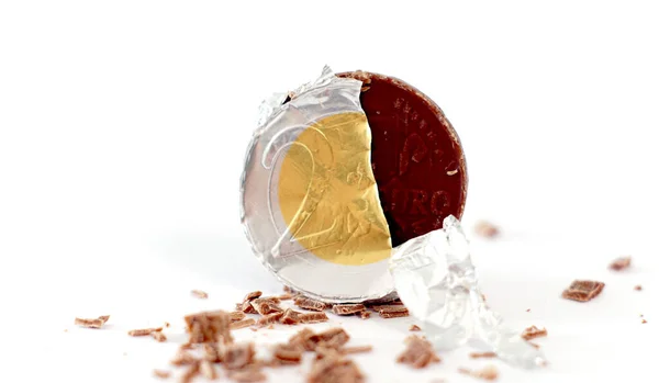 Çikolata Parası Tatlı Euro Para Finans Tatlı Yemek Teması — Stok fotoğraf