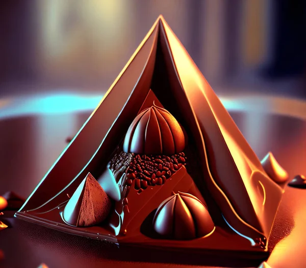 Chocolade Piramide Met Bonbons Truffels Zoete Voeding Concept — Stockfoto
