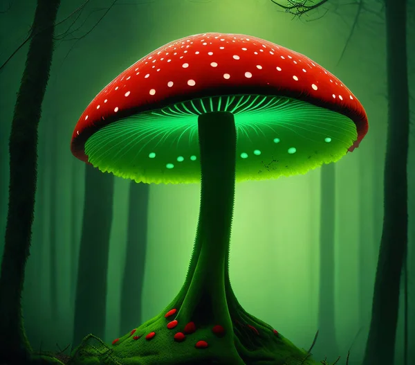 草の中の森のファンタジー魔法のキノコ — ストック写真