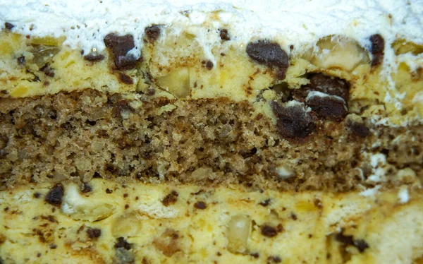 坚果和巧克力蛋糕的质感 — 图库照片