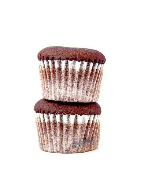 Mini Magdalenas Chocolate Cupcake Brownie Sobre Fondo Blanco Foto Stock — Foto de Stock