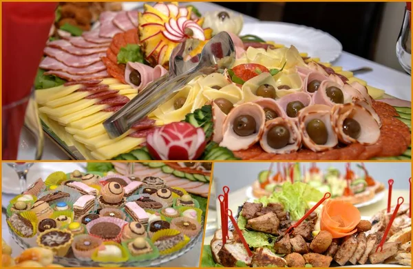 Leckeres Catering Essen Auf Einer Festlichen Veranstaltung Party Oder Hochzeitsempfang — Stockfoto