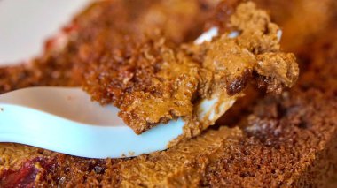 Arka plan olarak lezzetli çikolatalı kek, yakın plan..