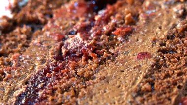 Arka plan olarak lezzetli çikolatalı kek, yakın plan..