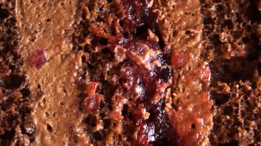 Arka plan olarak lezzetli çikolatalı kek, yakın plan..