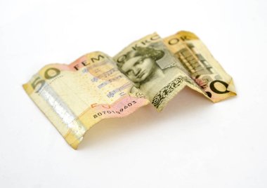 Danimarka parası beyaz arkaplan, finans teması.