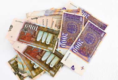 denar, north macedonian money on white studio shot.