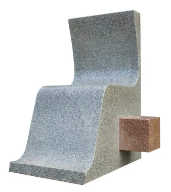 Bench for rest in the city park carved from granite. Isolated on white