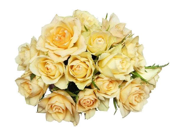 Μπουκέτο Κίτρινα Τριαντάφυλλα Που Απομονώνονται Λευκό — Φωτογραφία Αρχείου