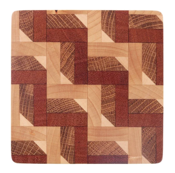 Kwadratowa Deska Kuchenna Kawałków Drewna Izolacja — Zdjęcie stockowe