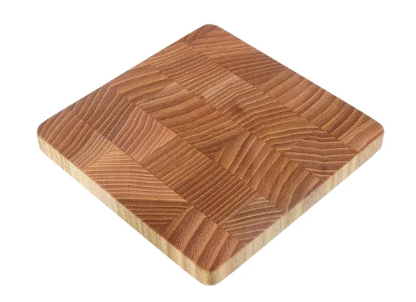 Square Board Glued Together Pieces Exotic Trees Isolated — Stock Photo, Image