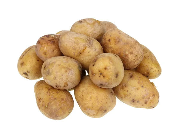 Aardappelen Gekookt Hun Huid Geïsoleerd Wit — Stockfoto